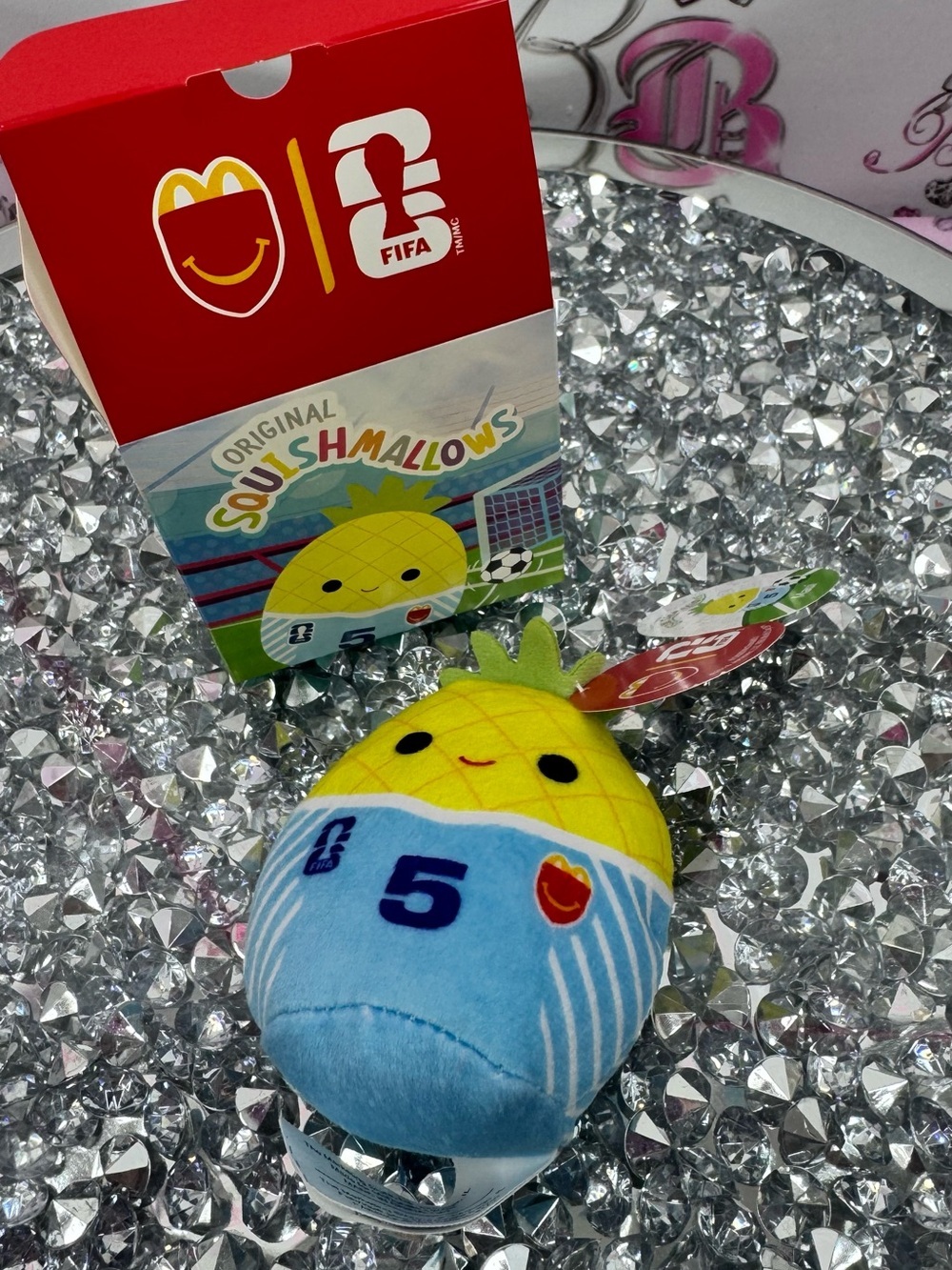 McDonald's fifa World Cup 2026 Pineapple Plush Toy in Yellow & Blue Jersey